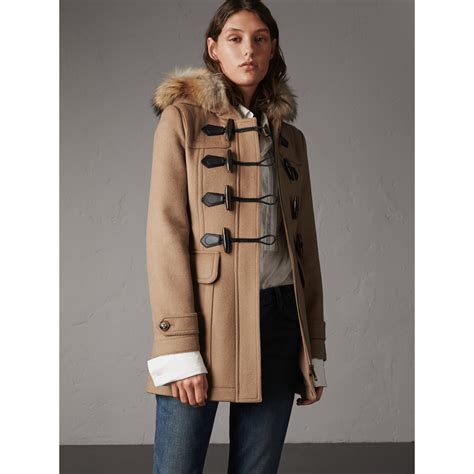 burberry seasonal sale camel coat|Burberry duffle coat.